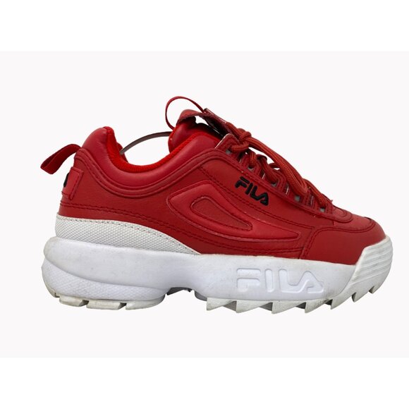 Fila Disruptor II Premium Womens Size 7 Sneakers Red White Chunky Shoe - Picture 4 of 10